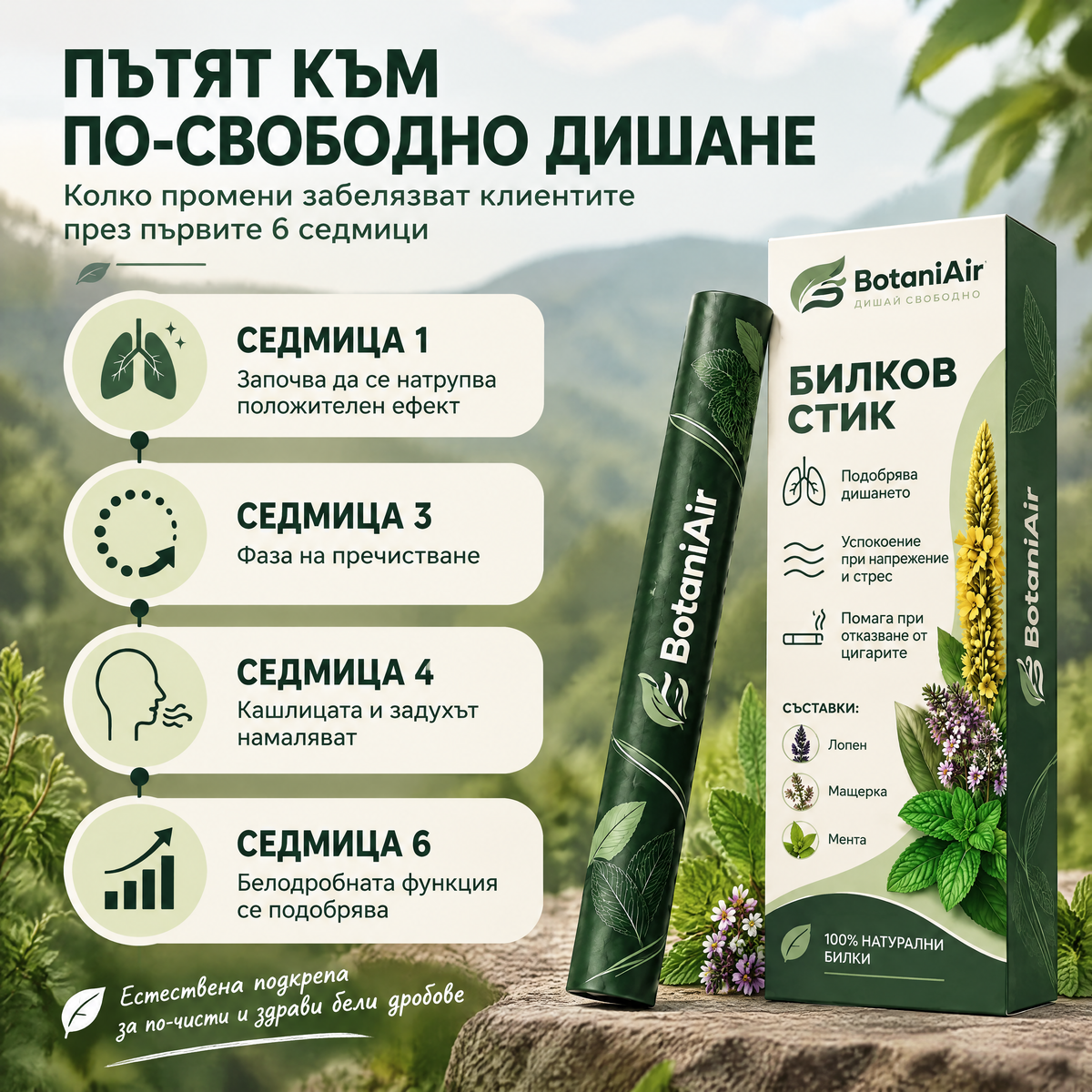 Билков стик с лопен, мента и мащерка